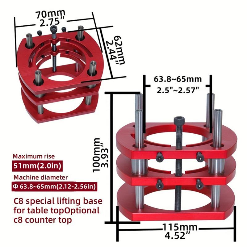 A96I-Router Lift With Fixed Base-Router Insert Plate-Woodworking Universal Router Lift Base For 65Mm Dia Router Motor
