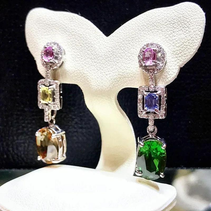 New Bright Colorful Cubic Zirconia Dangle Earrings Women Luxury Engagement Wedding Accessories Delicate Earring Party Zircon