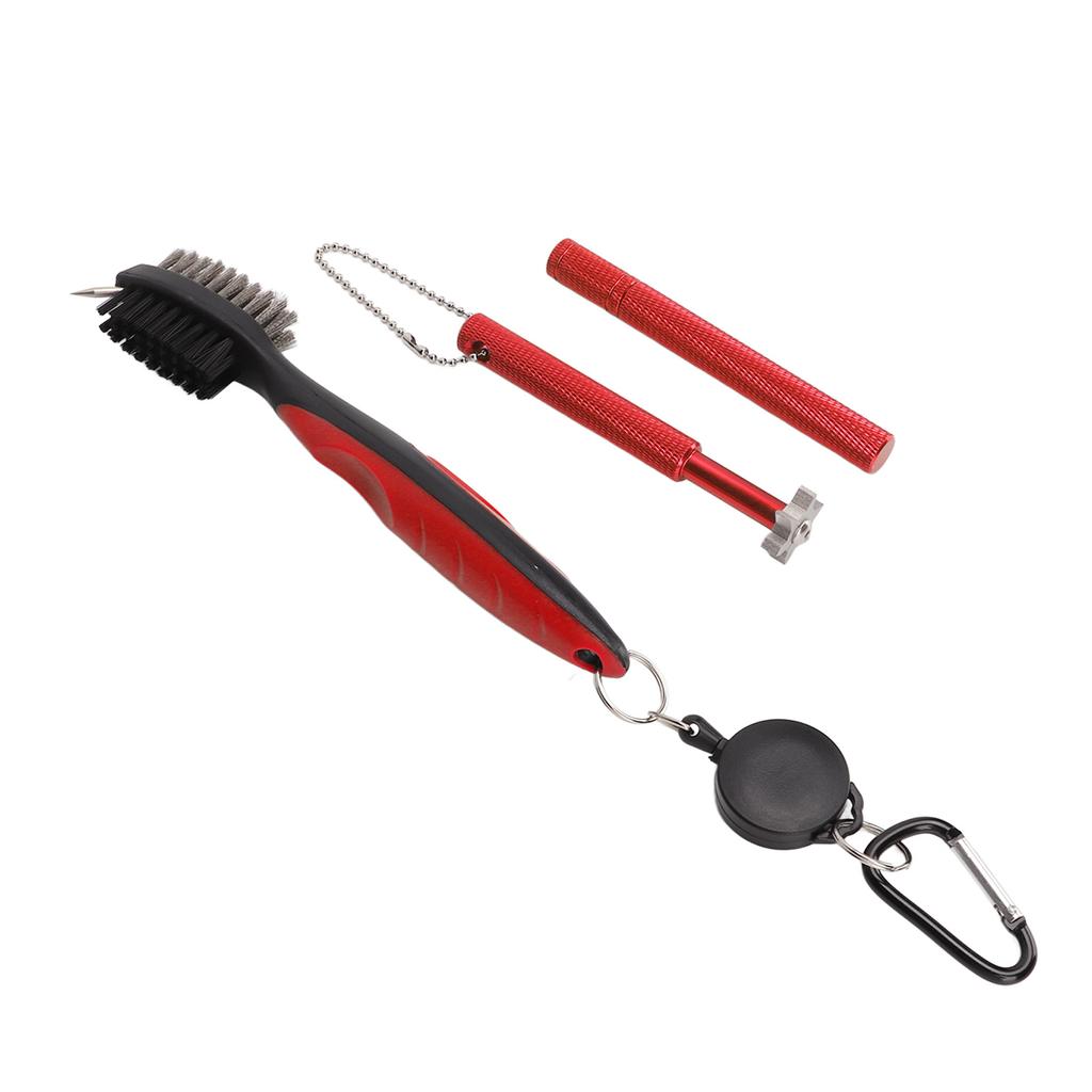 Golf Club Cleaning Kit Retractable Brush Groove Cleaner Club End Cleaner Durable Plastic Steel Golf Club Cleaner Red