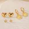 Stainless Steel Heart Stud Earring for Women 18K Gold-plated Earring Summer Vacation Wedding Jewelry Festival accessories Gifts