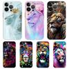 Soft TPU Transparent Phone Case Cover for iPhone 16 15 14 13 12 11 Pro Max XR 8 7 Plus XR Shockproof Shell Cartoon Colorful Lion