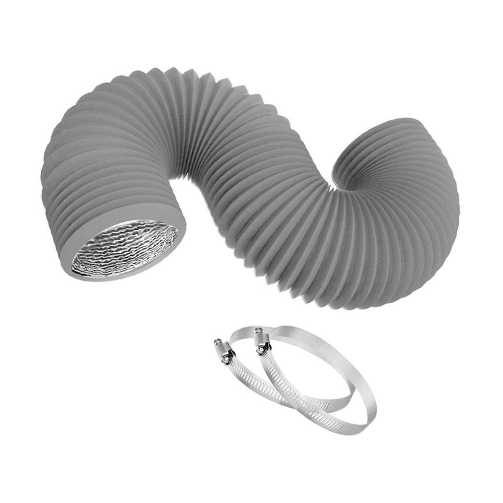 Tubo Flessibile Regolabile in PVC Robusto per Condotto d'Aria di Essiccatore con 2 Fascette a Vite per Ventilazione HVAC