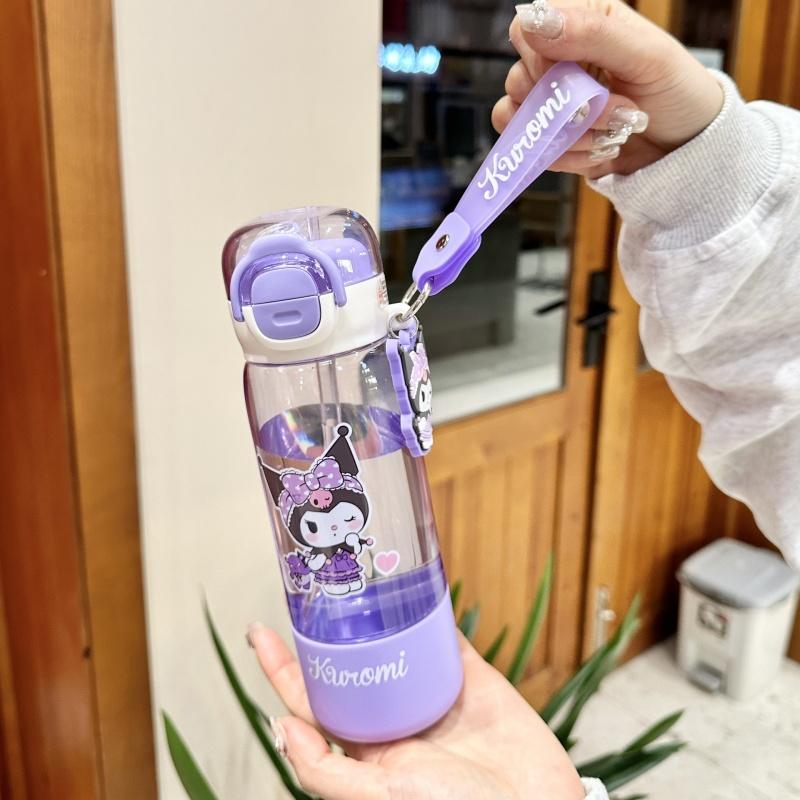 420Ml Genuine Sanrio Transparent Cup Cartoon Kuromi Cinnamoroll Melody Tritan Safe Matrial Water Drink Bottle Gifts For Girls