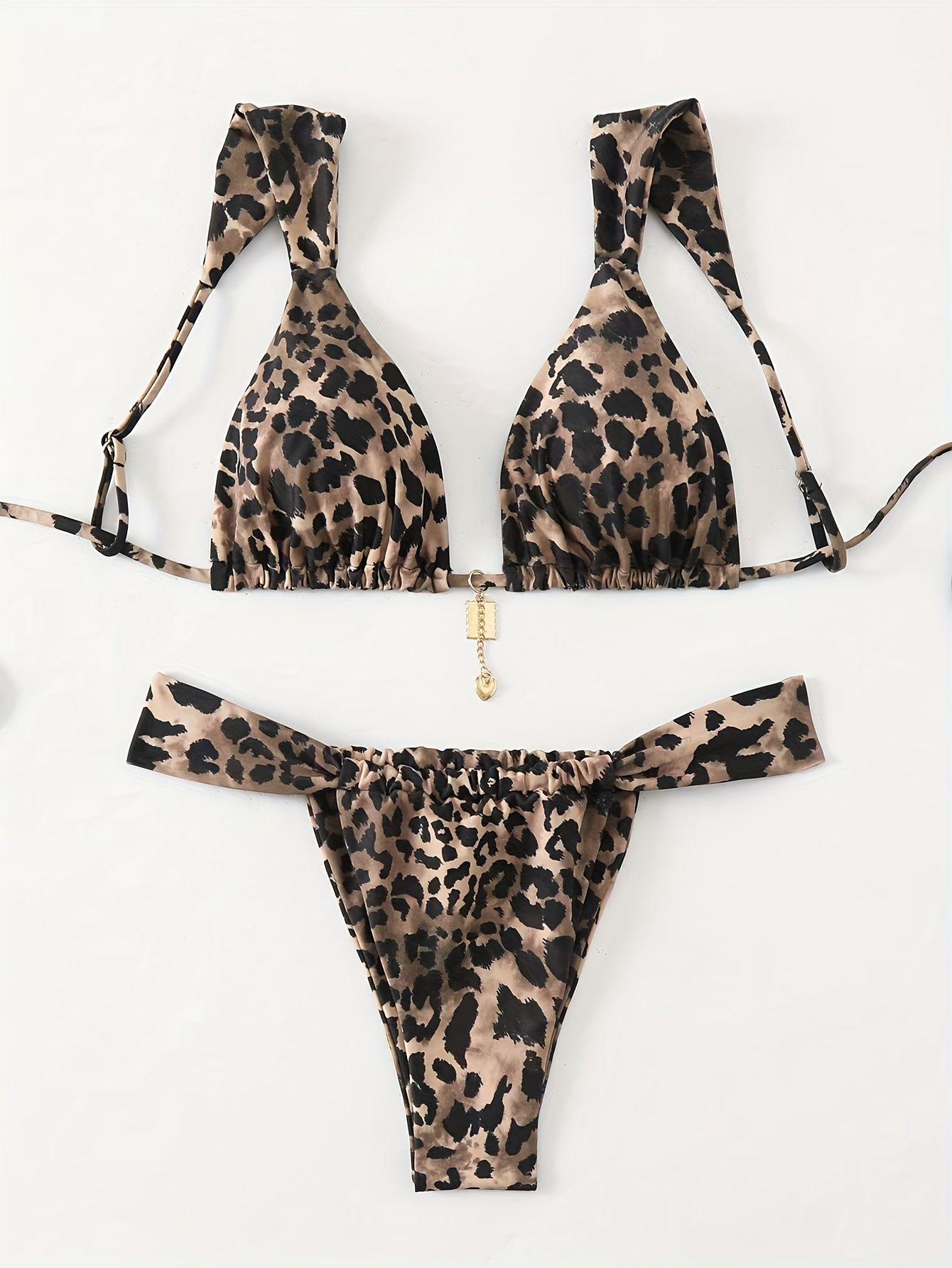 

2025 Сексуальный европейский и американский принт Кружевной купальник-бикини из трех частей для женщин Medium