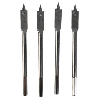 4Pcs Spade Drill Bit Set Paddle Flat Bits High?Carbon Steel Woodworking Hand Tools Hardware 12mm