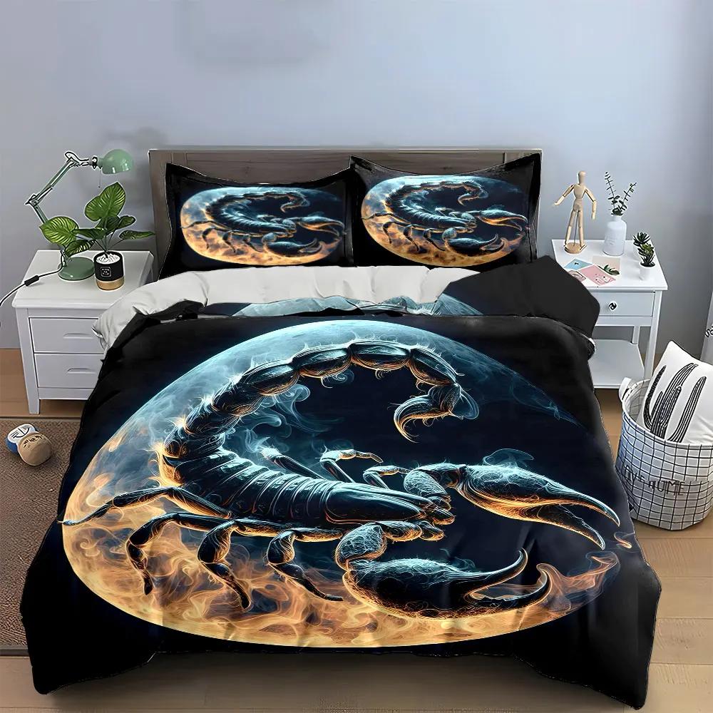 "Scorpion Design Three-Piece Set" Multiple sizes kid's and adults' bedroom Exquisite 3PC bedding set, gift