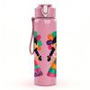 1PC Two Mexican Girl Cartoon Duo 750ml Color Plastic Sports Water Bottle Leakproof Flip Straw Lid For Sports Office Home Use