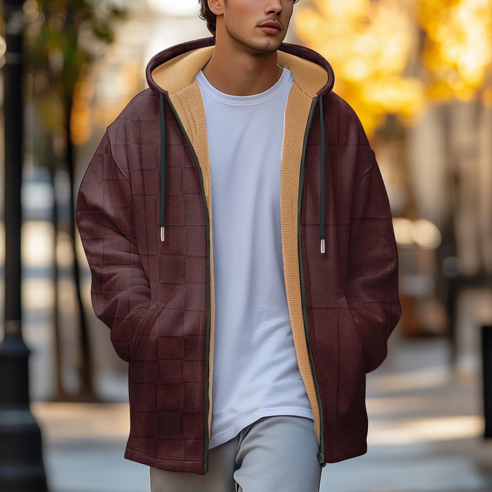 

Мужская плотная куртка с карманами на молнии и карманами, вставленными в хлопковую куртку XL винный