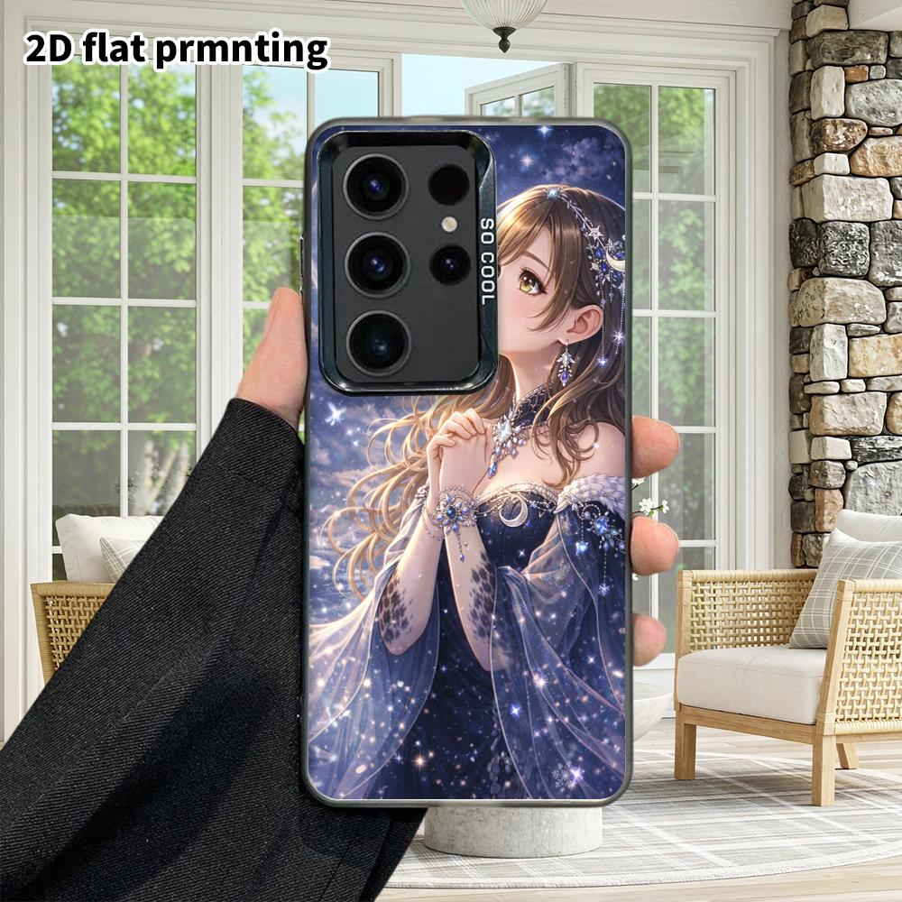 Phone Case: 2D Flat Samsung Galaxy A34 A35 M05 M06 S20 S22 S21 FE Plus 5G Protective Case, Couple Style, Girl Under the Moon, Christmas and Halloween 