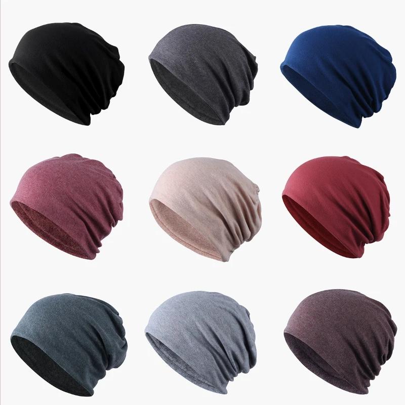 Casual Plain Beanie Hat for women men Spring Cotton Slouchy Beanie for Women Knitted Bonnets Hat Ladies Black Skullies Cap