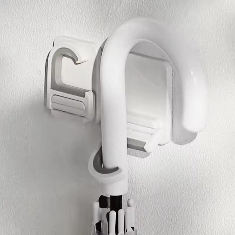 Wall Mount Broom Mop Clip Holder Self-adhesive Broom Brush Mop Hanger Organizer Rack Kitchen Bathroom Storage Multi-Purpose Hook