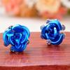 Women's Fashion Rose Flower Ear Studs Rhinestone Inlaid Earrings Jewelry Gift