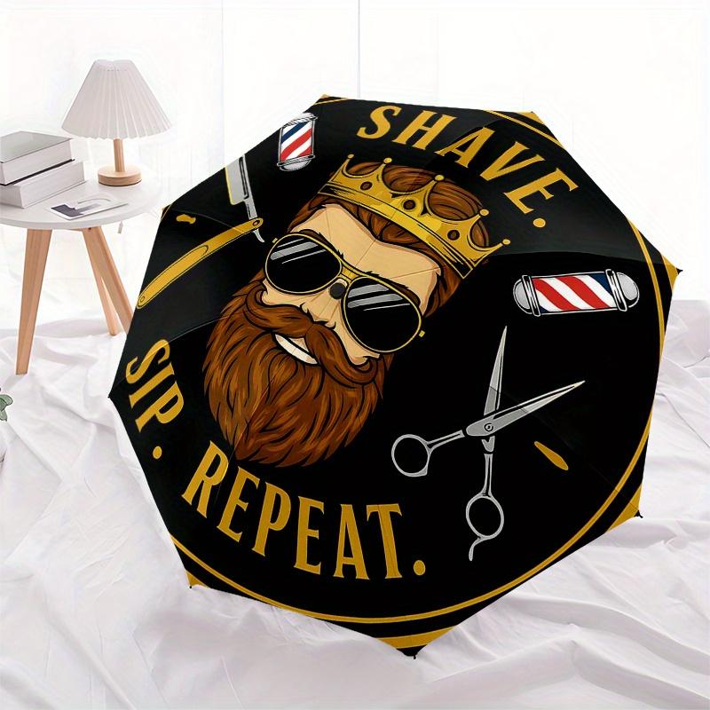King of the Barbershop: Shave, Sip, Repeat StickerUmbrella, Portable 3-Fold Compact Umbrella,Christmas Gift ES373