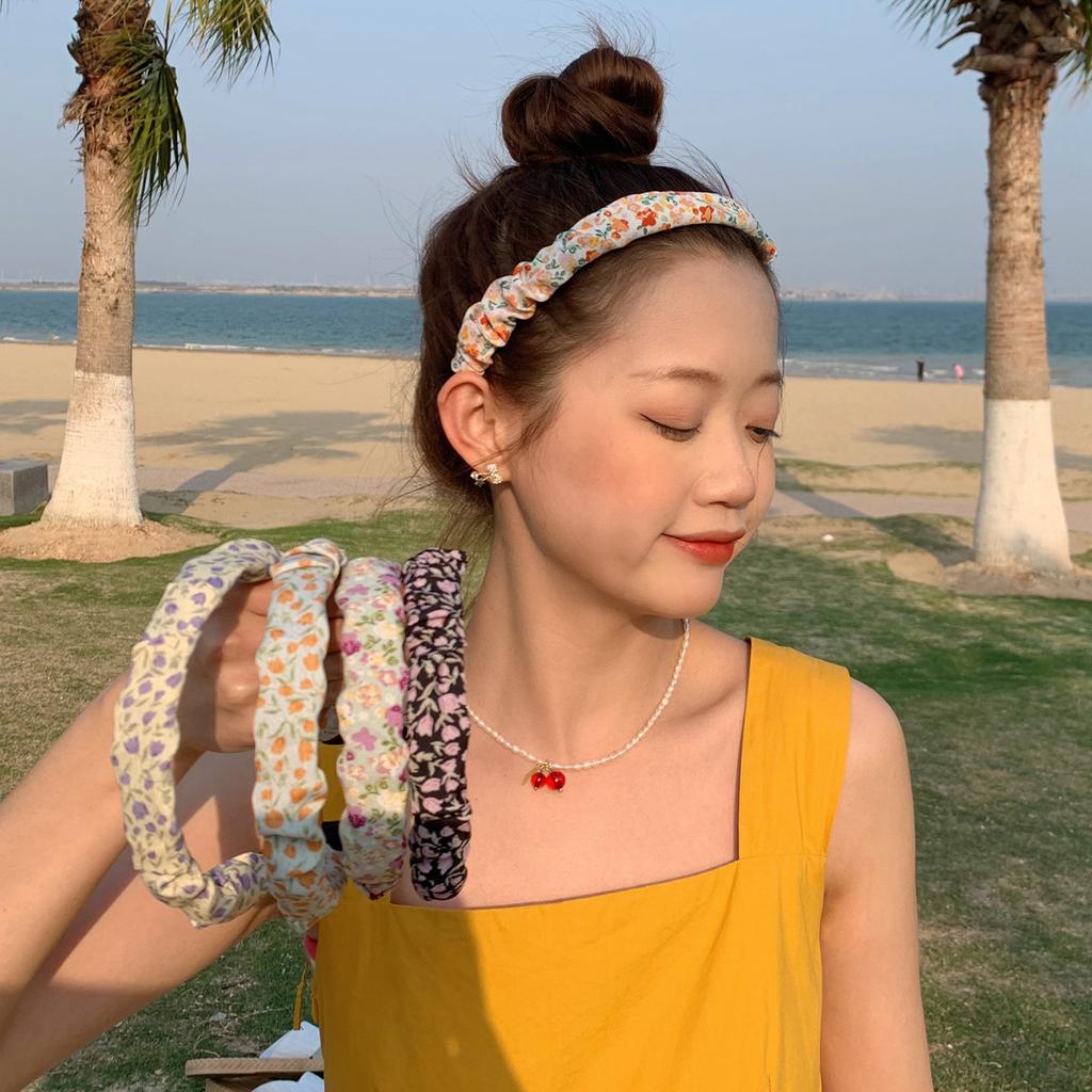 Fairy Headband Floral Pleated Fabric French Hair Band Girls Fixed Hairstyle Hair Hoop Face Wash Headbands Fashion Hair Acc