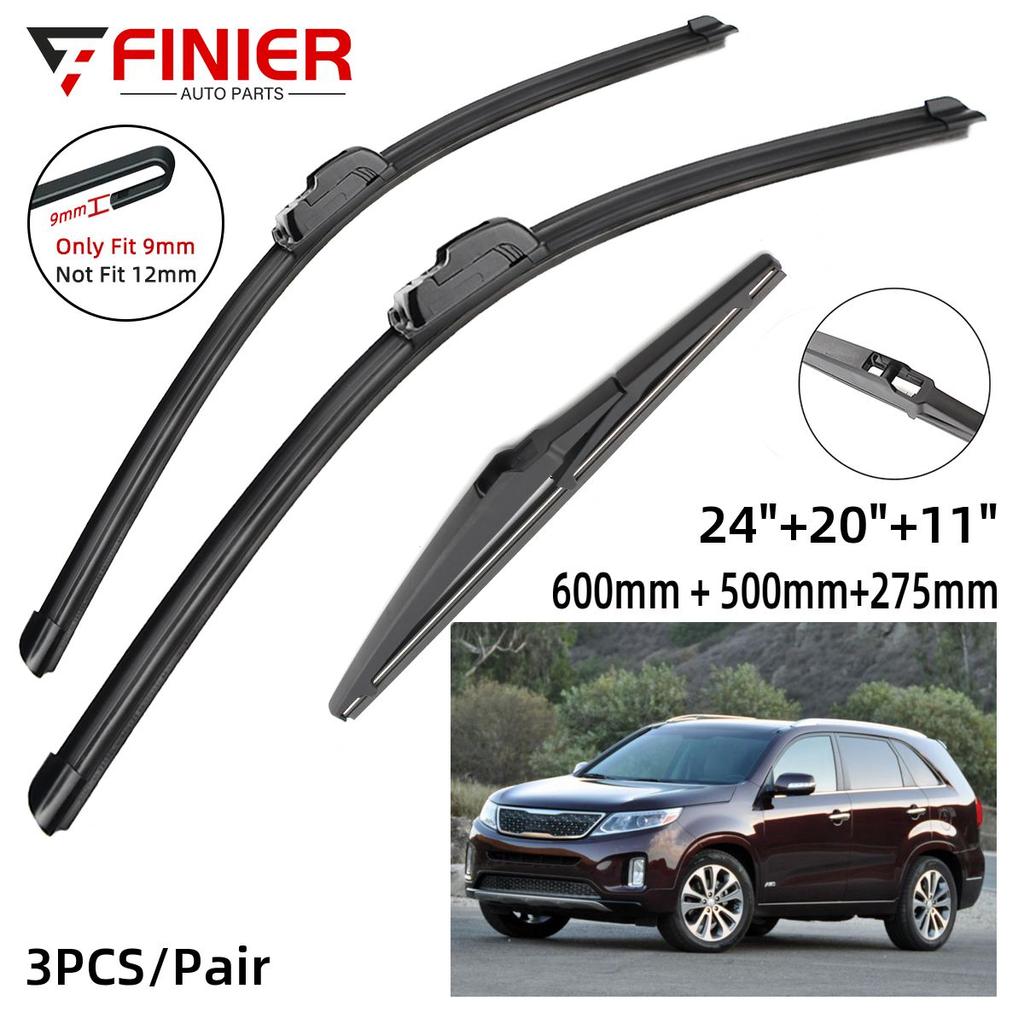 3 STÜCKE Wischerblätter Für KIA Sorento MK2 2010-2014 24 "20" 11 "Fit Frontscheibe Windschutzscheibe Fenster Pinsel Cutter Zubehör 2010 2011 2012 2013 2014
