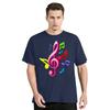 Music Note Graphic Funny Print Tshirt Loose Men's Clothing Oversized Tshirt New Fashion Streetwear Tops Polyester O-neck T Shirt