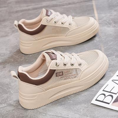 Shoes Women's 2025 New Summer Thin Mesh Shoes Hollow Breathable Little White Shoes Thick-soled Versatile Casual Sports Board Shoes