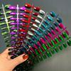 Pure Color Cat Eye Nail Art Stickers: Short Square False Nails