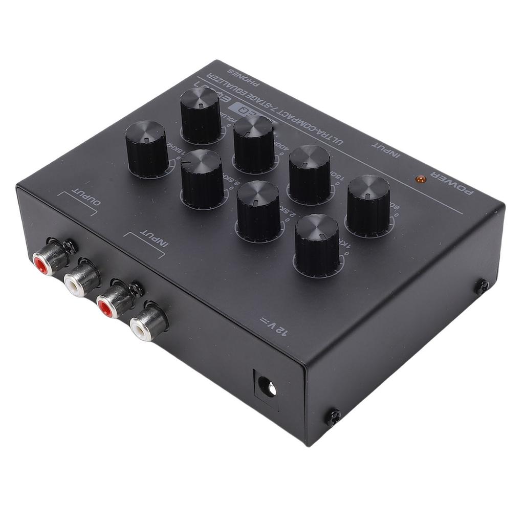 7 Band Sound Equalizer with 3.5mm Input Headphone   Two Channel Digital Equalizer for Home Car Treble and Bass Adjustment