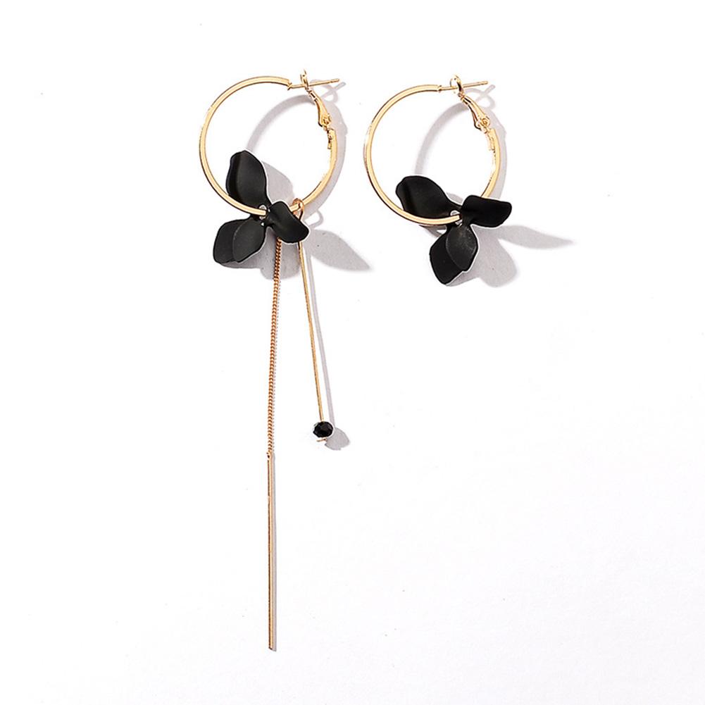 Women Popular Petal Asymmetrical Earrings Geometric Circles Tassel Earrings with Studs