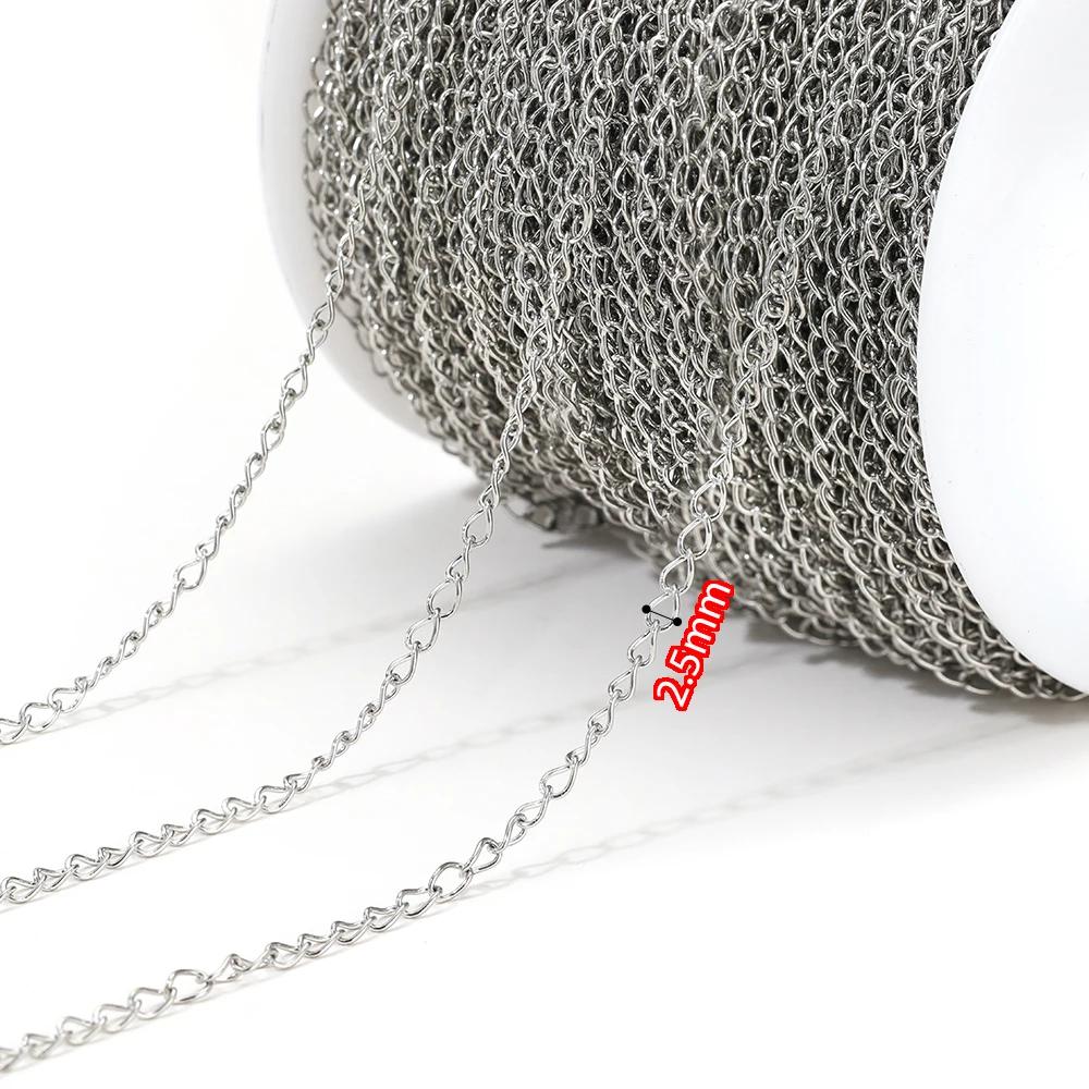 5 Meters Stainless Steel Rose Gold Necklaces Extension Tail Chain Bulk Bracelets Extender Chains for DIY Jewelry Making Supplies
