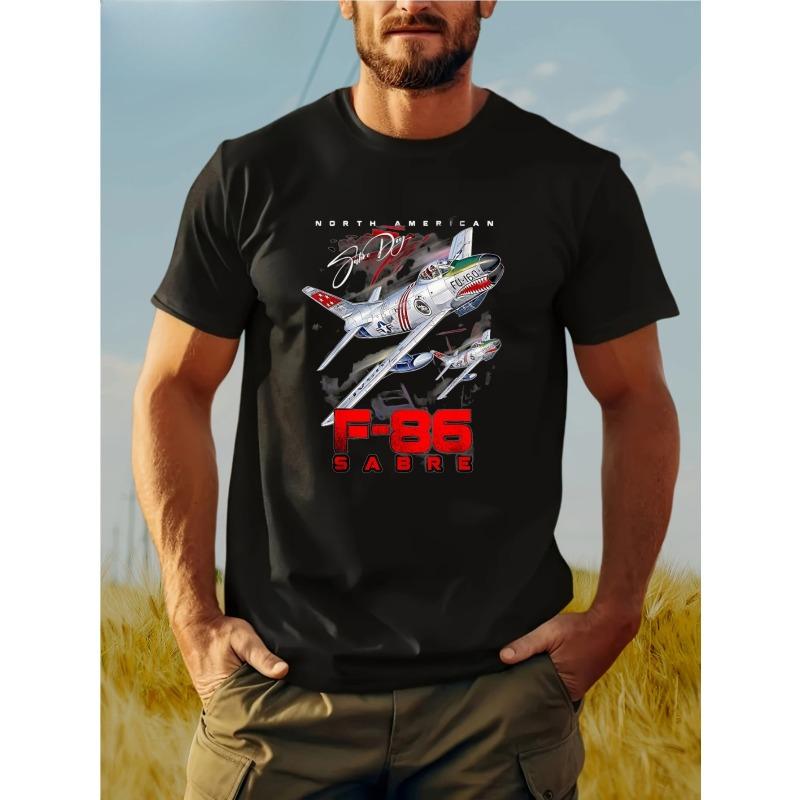 Ретро самолет F-86 Sabre футболка для любителя S чёрный