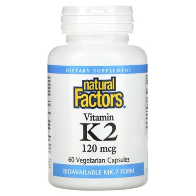 Natural Factors, Vitamina K2, 120mcg, 60 capsule vegetali