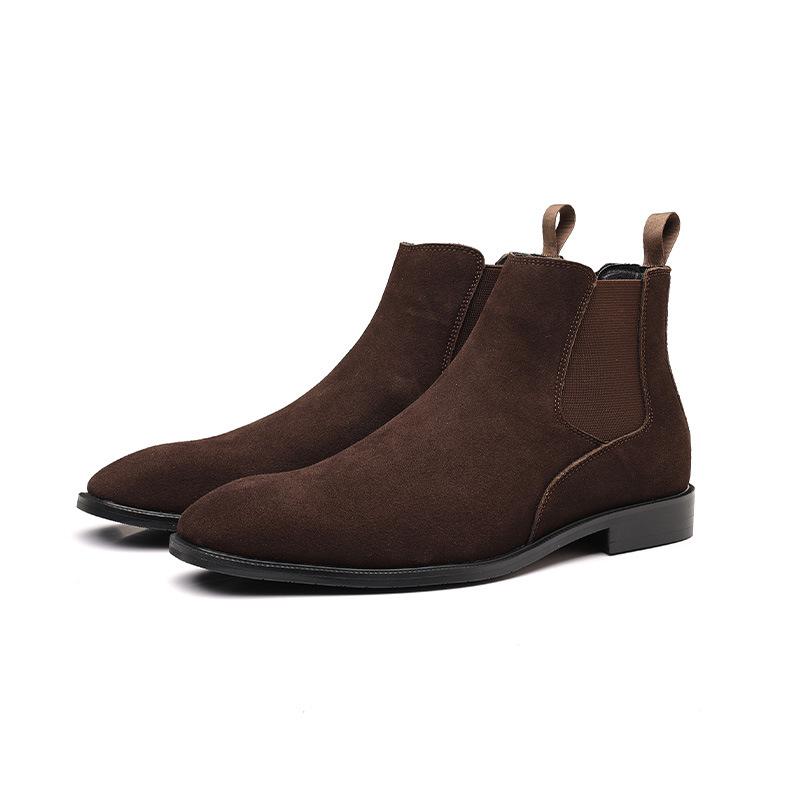 Autumn and winter solid color Chelsea men's boots British fashion large size matte surface foot cover short leather shoes