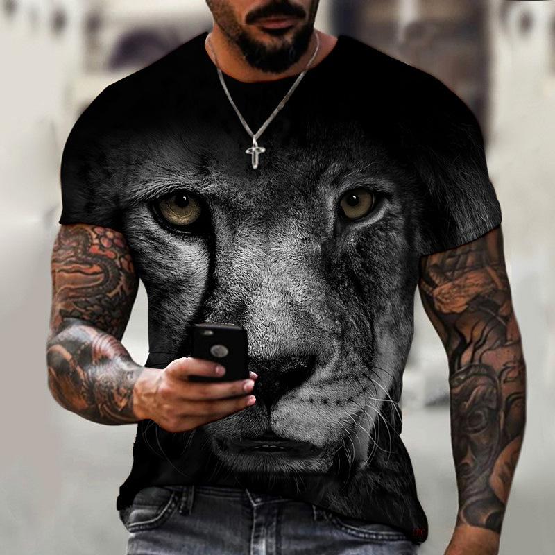 2025 summer men's printed casual round neck short-sleeved 3D breathable and comfortabe