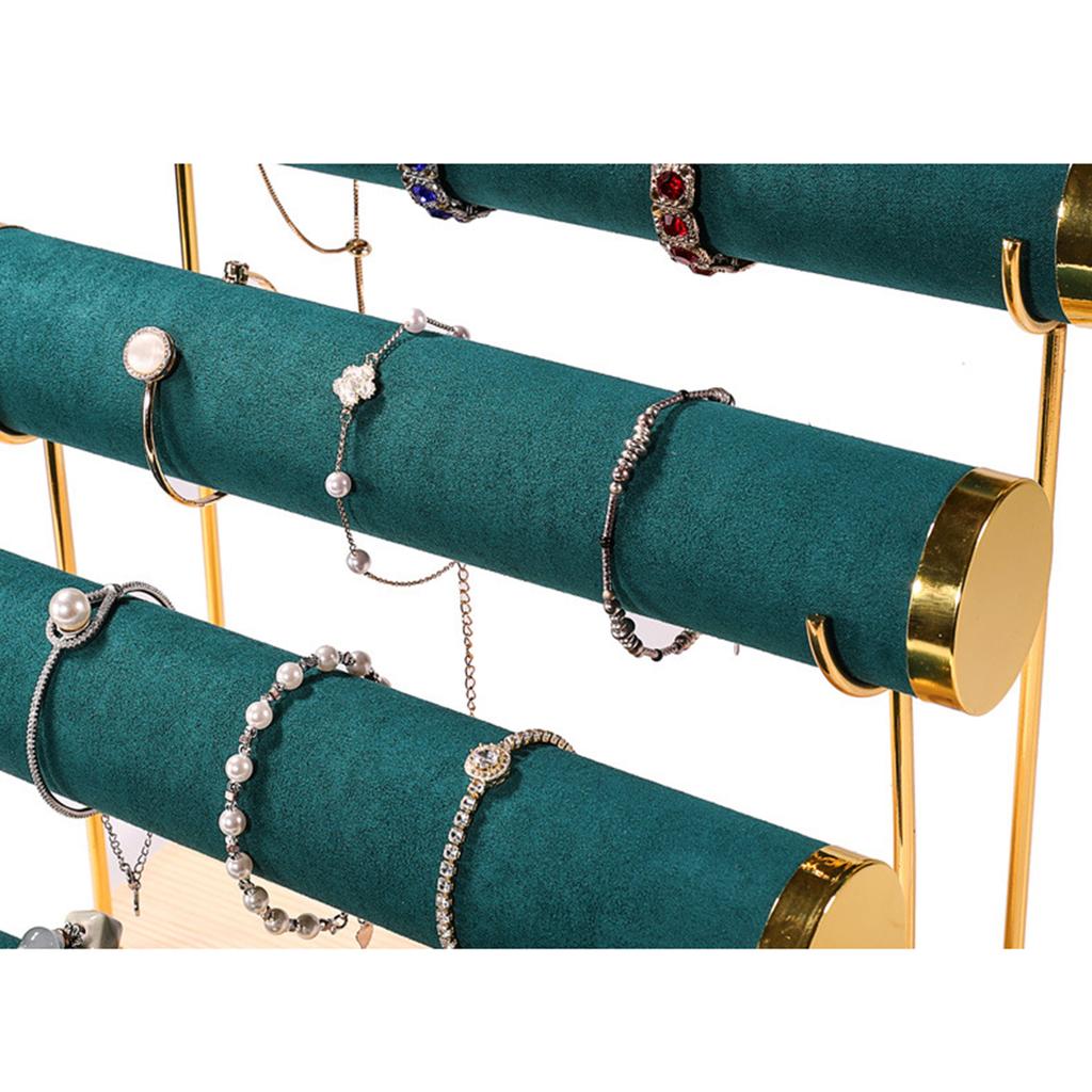 Displaystandaard voor Armbanden en Bangles Sieradenhouder met Afneembare Verdiepingen Presentatierek voor Polssieraden met Houten Basis