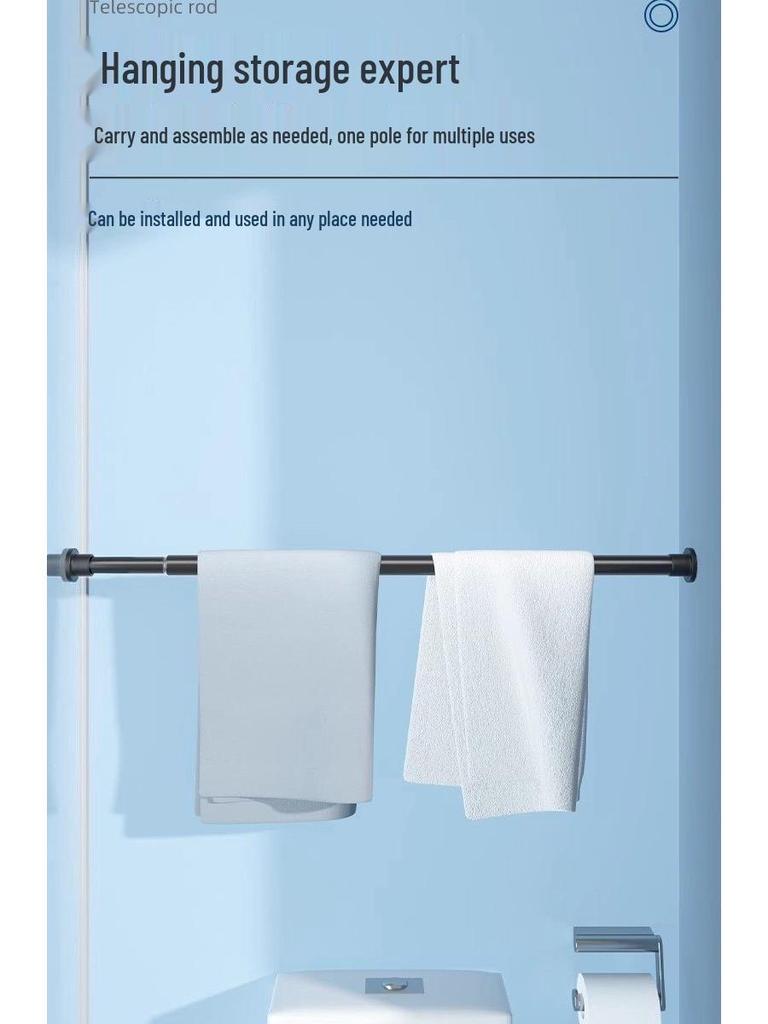 Telescopic Clothes Drying and Curtain Rod: For Bedroom, Bathroom, Wardrobe, Balcony, and Shower. Sturdy, Thickened Design Supports Heavy Garments.