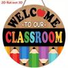 2D Flat Welcome Sign Colorful Round Wooden Classroom Door Sign Ornaments Decoration School Door Hanging School Decoration