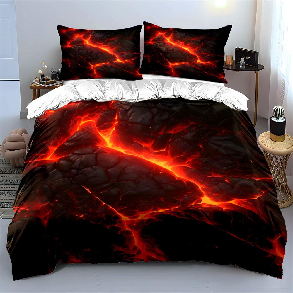 Fiery Lava Pattern Bedding Set Bedding Duvet Cover Set Duvet Cover Pillowcases (1 * Duvet Cover 2 * Pillowcases, Without Duvet Insert)