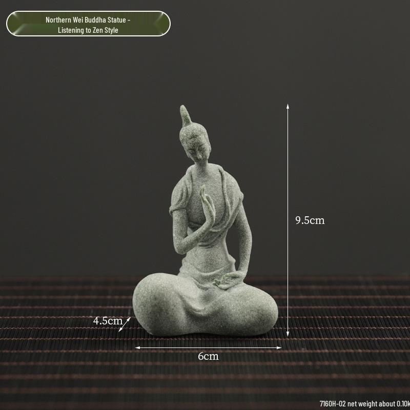 Qing Sha Shi Zen Kuzey Wei Budist Heykeli: Bonsai veya Mikro Peyzaj için Yaratıcı Taş Oymalı Süs.