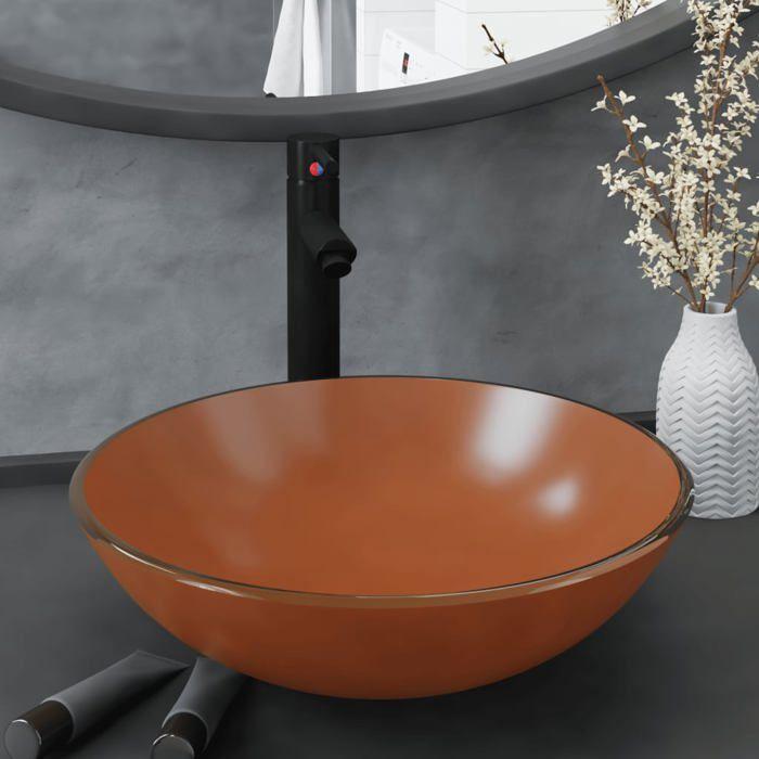 VidaXL Lavabo de Bain avec Robinet et Drain à Poussoir Vasque à Poser de Toilette Lave-mains de Salle de Bain Lavabo de 3098455