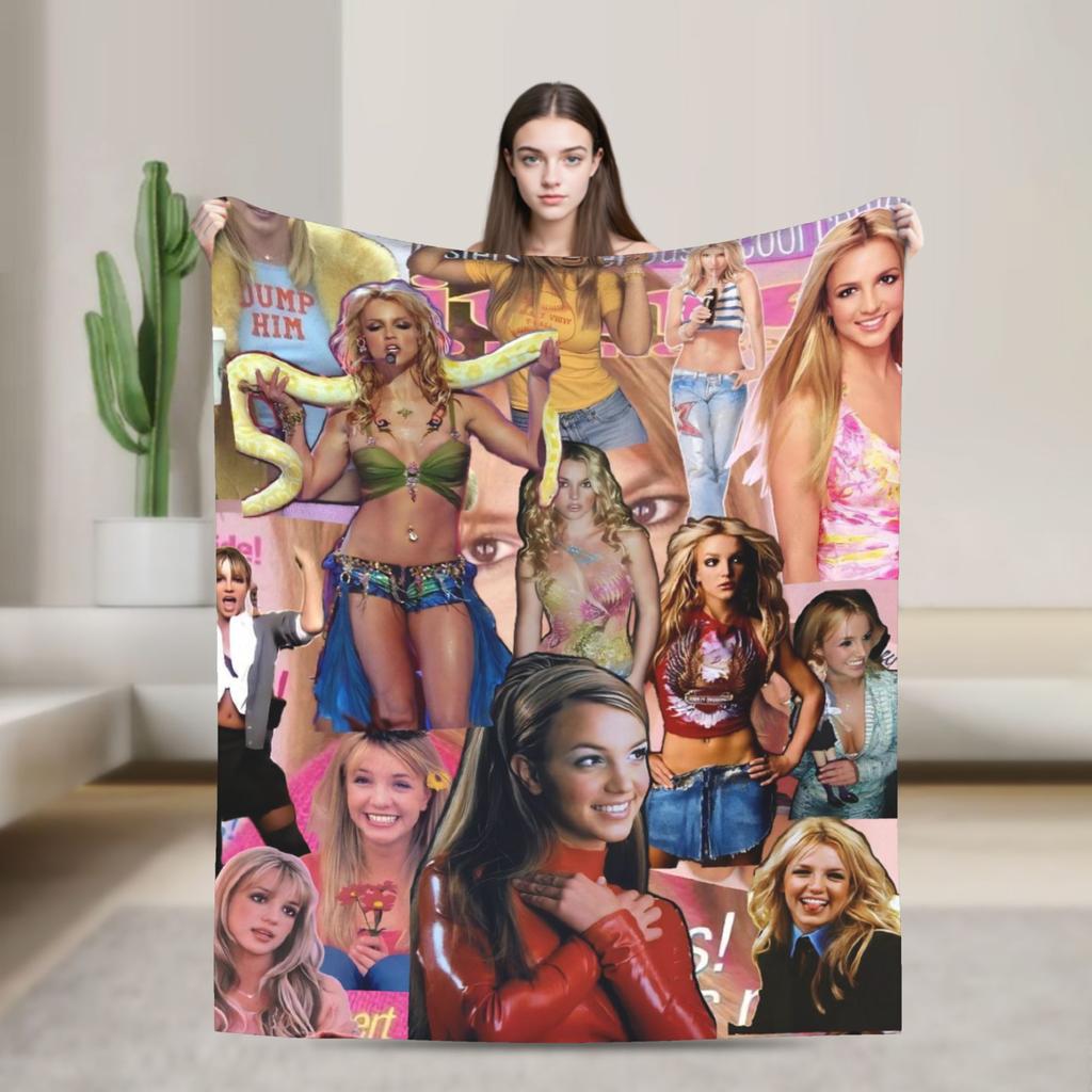 Britney Spears Flanelldecken Superweiche Wohndecke für Draußen Reisen Büro Lustige Bettdecke Sofa Bettbezug