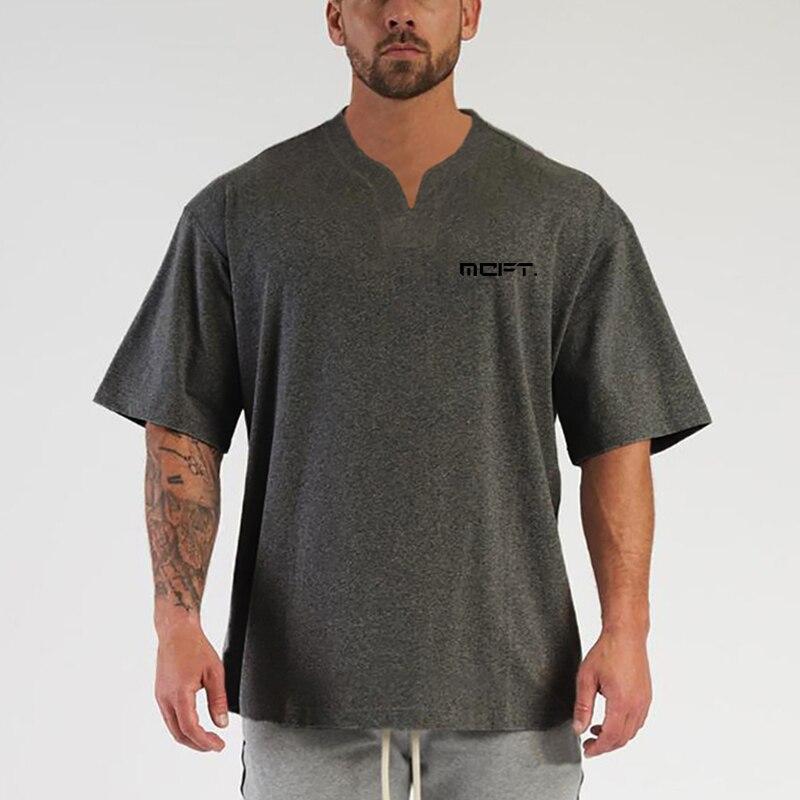 Do The Work  Pure Cotton Men's Summer Loose Fashion Casual Breathable Basic V Neck Printed Oversized Bodybuilding Workut T-shirt