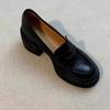 Soft Leather Version~ Lan Cabinet Thick-soled Thick-heeled Loafers for Women, Retro Style, Small People Increase Their Height and Pedal Simple Small L