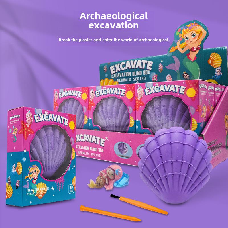 Mermaid Gem Ring Archaeological Excavation Kit: DIY Educational Treasure Digging Toy for Kids