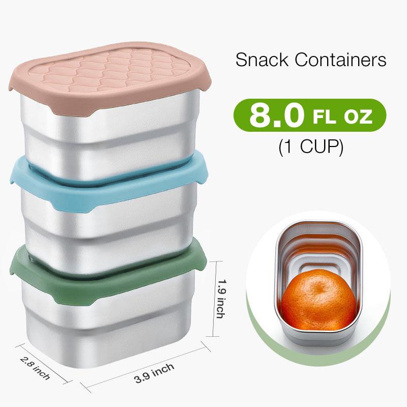 3pcs Stainless Steel Salad Dressing Condiment Containers with Leakproof Silicone Lid 230ml Sauce Container and Portion Bento Box