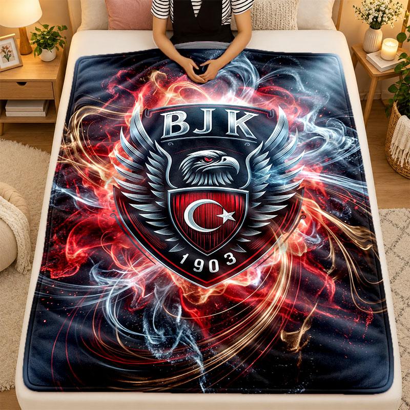 Flannel BlanketBeşiktaş FC Warm Soft Throw Blanket for Indoor Sofa Bed Living Room Use
