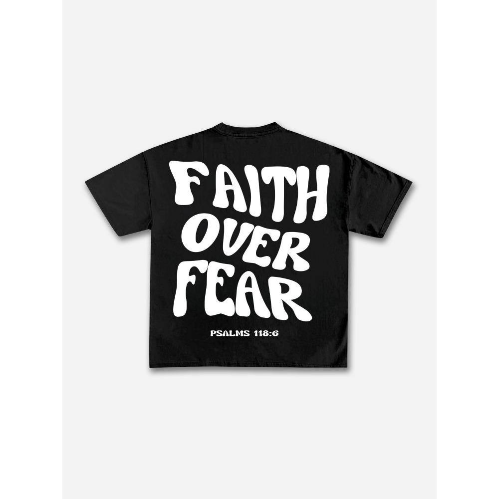 

Hip Hop Street Y2K Faith Overcomes Fear Bible Pattern Pure Cotton Unisexs Tshirt Summer New Unisexs and Womens Casual Tshirt 4XL