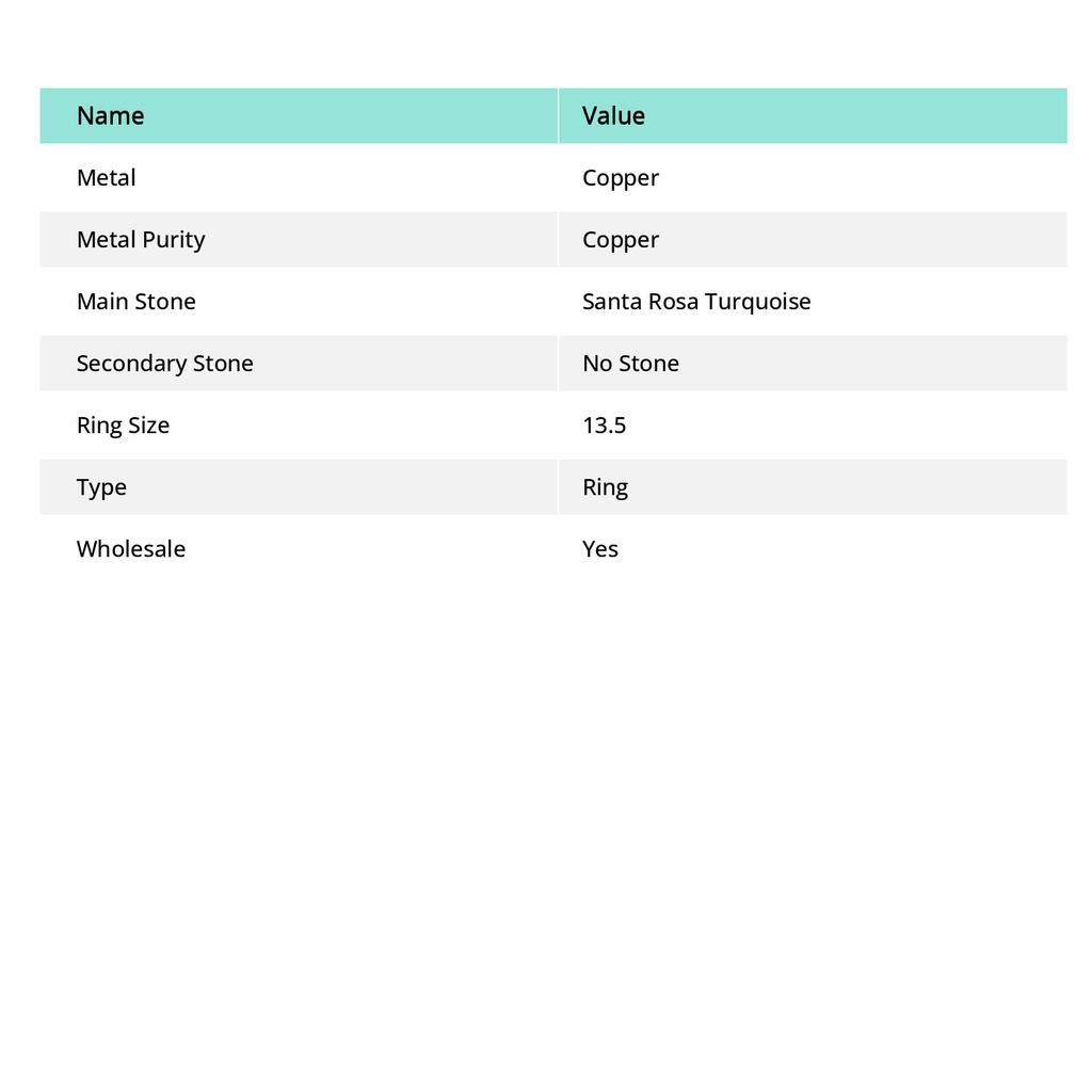 Natural Santa Rosa Turquoise 925 Sterling Silver Jewelry Ring Size 13.5 g5t87