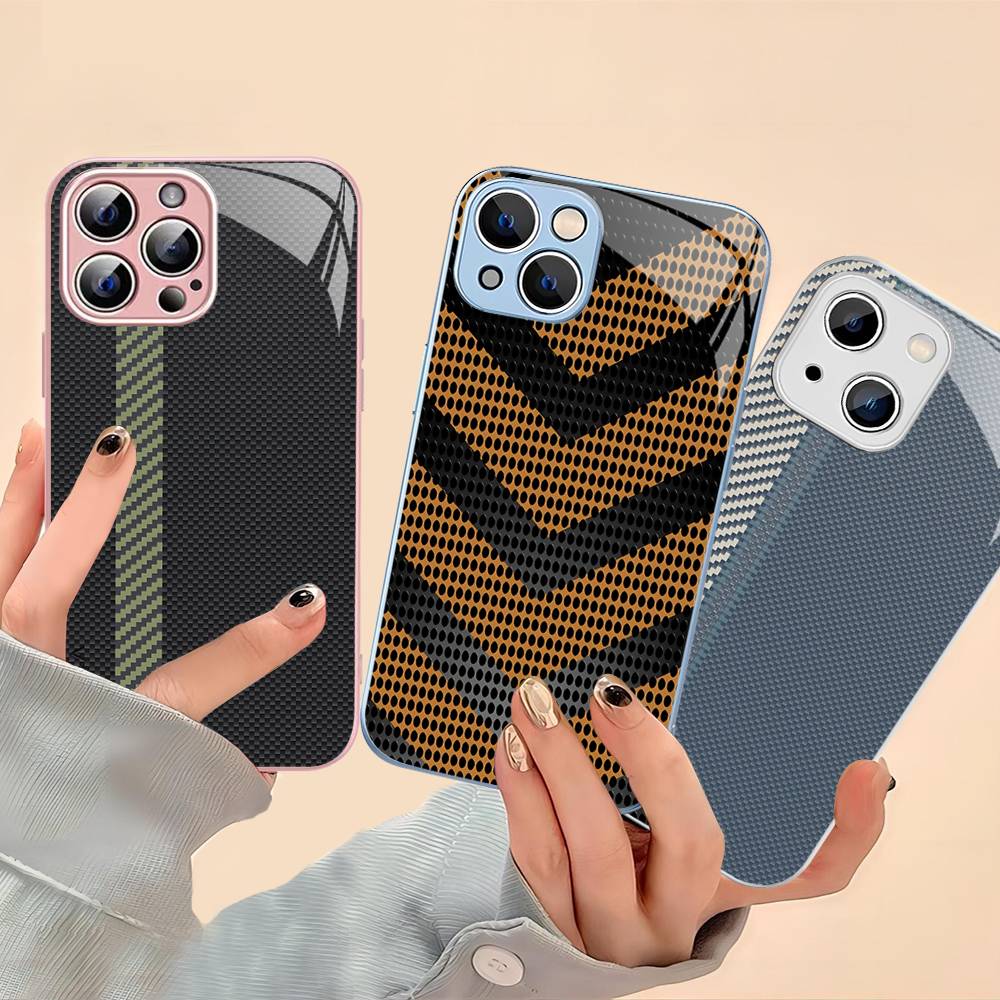 Fiber Texture Tempered Glass For Iphone 14 13 12 11 Pro Mini XS MAX 14Plus X XS XR Fundas