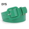 Women Belt Multi Holes Adjustable Length Square Buckle Faux Leather Waistband Jeans Dress Coats Candy Color Belt