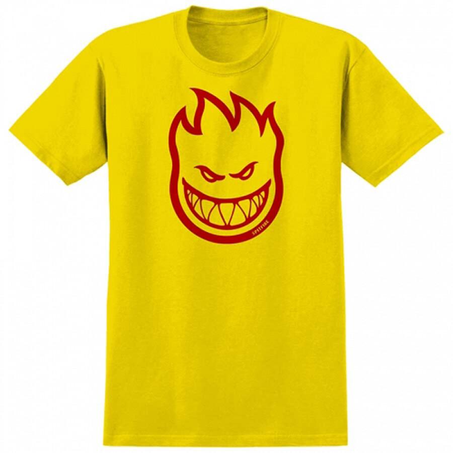 Spitfire Wheels BIGHEAD LOGO Skateboard T Shirt YELLOW w/RED Print Unisex T-Shirt S