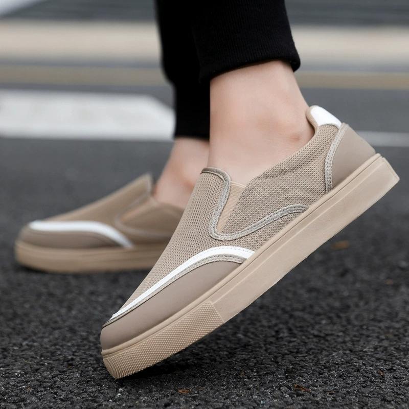 Sapatos casuais masculinos deslizamento em lona mocassins confortáveis ​​andando apartamentos para homem cara antiderrapante mocassins macios tênis verão