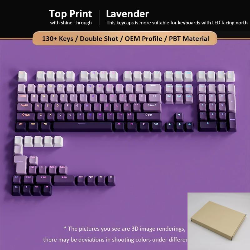 Xiaomi 130+ Keys Gradient Blue Shine Through Keycaps OEM Profile RGB Backlit PBT Double Shot Keycaps for MX Switches Gaming Keyboards