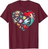 Hot Fashion Casual Disney Princess Ariel Flounder and Sebastian Collage Heart T-Shirt S-4XL Four Seasons