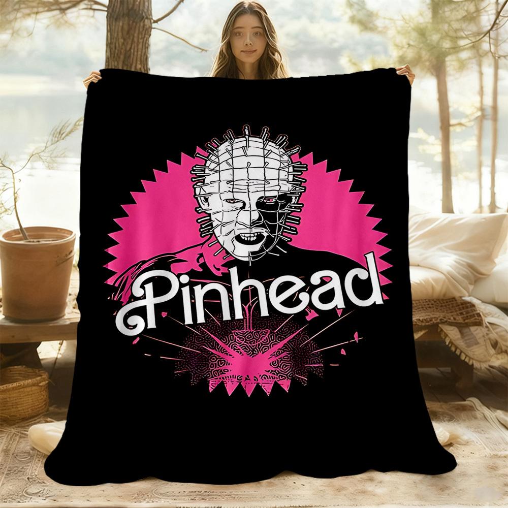1 Stück Hellraiser Pinhead Outdoor-Decke Leichtes Flanell, Weich & Warm, Ganzjahresnutzung für Sofa, Outdoor, Camping, Wohnzimmer, Büro, Stuhl